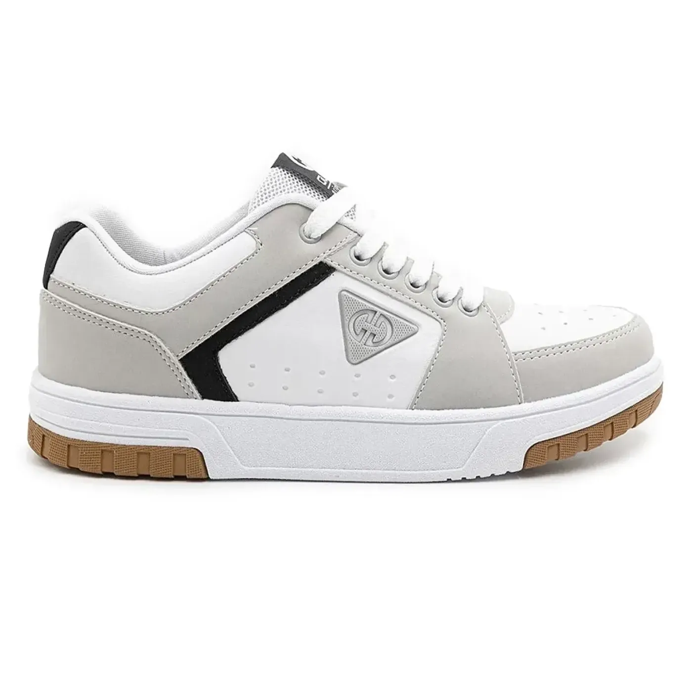 Tênis casual masculino Ollie Volt 2 branco em material sintético com detalhes em cinza e preto